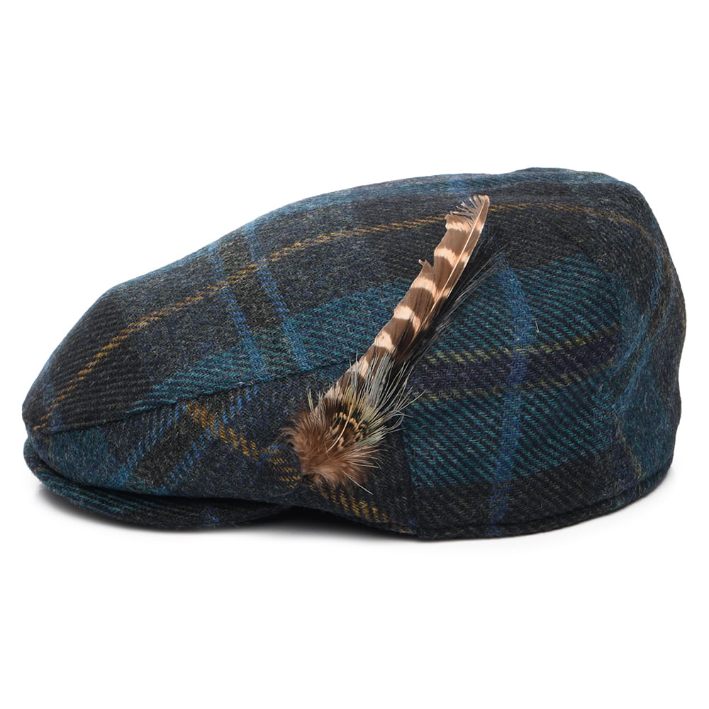 Casquette Plate en Laine Britannique Tartan Plume cyan-multi FAILSWORTH