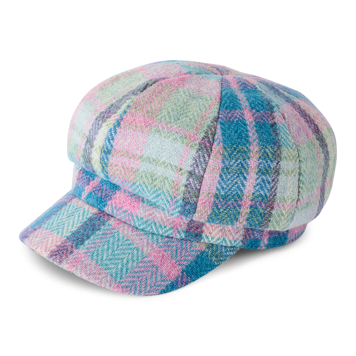 Casquette Gavroche en HARRIS TWEED Gabby bleu sarcelle-aqua FAILSWORTH