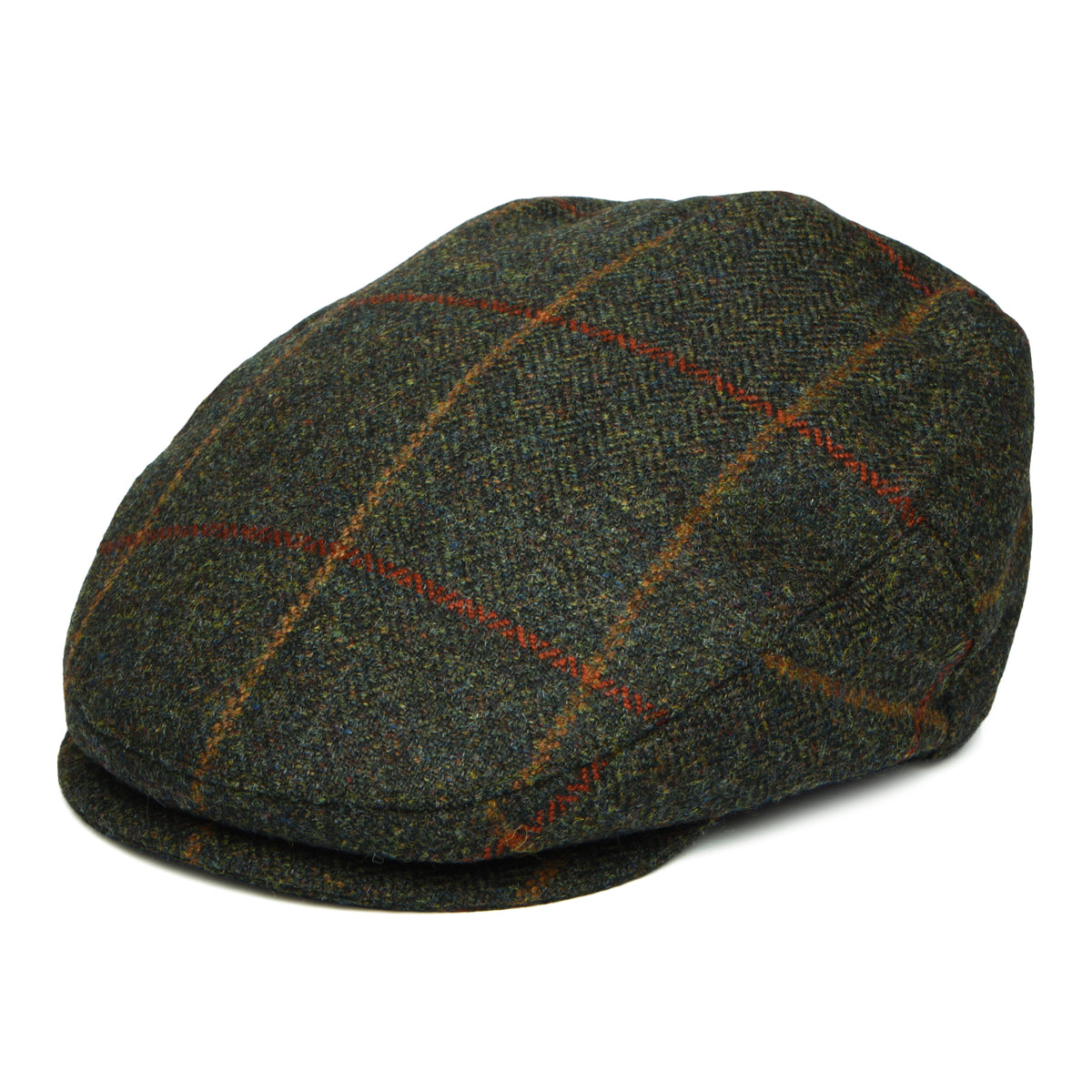 Casquette Plate Imperméable à Carreaux olive-rouge-rouille FAILSWORTH