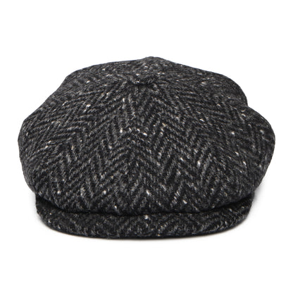 Casquette Gavroche en Tweed du Donegal à Chevrons Calotte Profonde noir-anthracite CITY SPORT