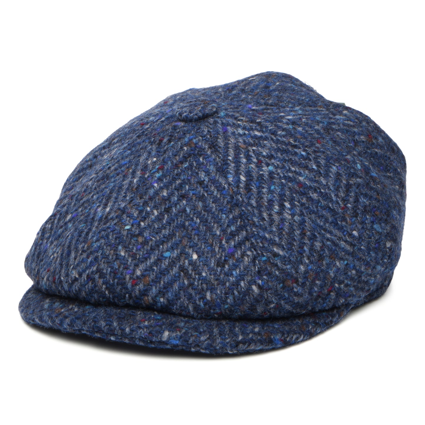 Casquette Gavroche en Tweed du Donegal à Chevrons Calotte Profonde bleu CITY SPORT