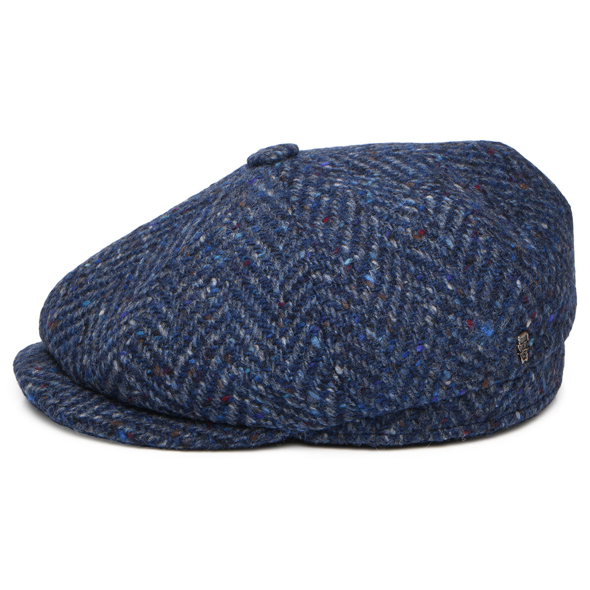 Casquette Gavroche en Tweed du Donegal à Chevrons Calotte Profonde bleu CITY SPORT