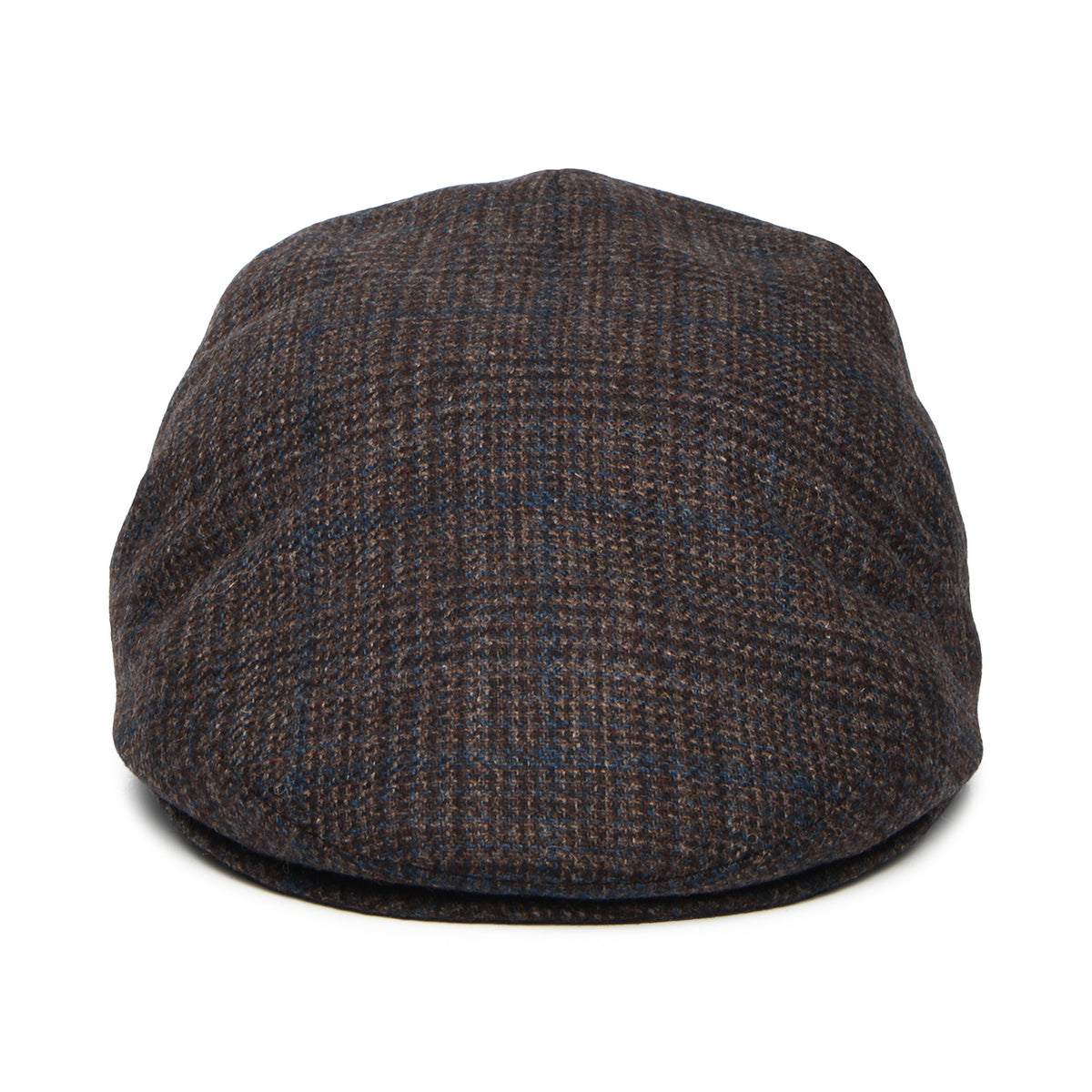 Casquette Plate en Laine et Cachemire à Carreaux marron foncé-bleu CITY SPORT