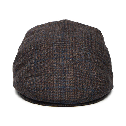 Casquette Plate en Laine et Cachemire à Carreaux marron foncé-bleu CITY SPORT