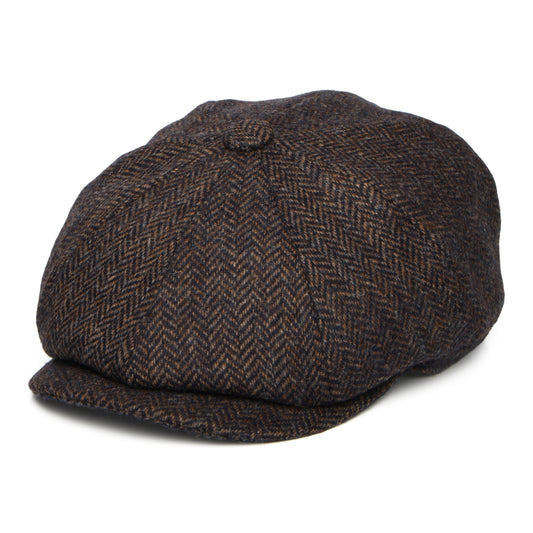 Casquette Gavroche en Laine Britannique à Chevrons Brooklyn marron CHRISTYS