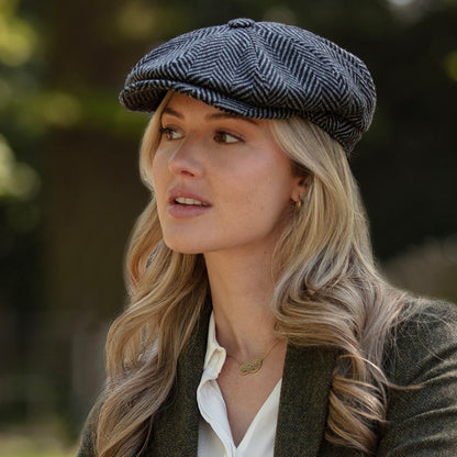 Casquette Gavroche en Laine Mérinos à Chevrons Portobello gris CHRISTYS