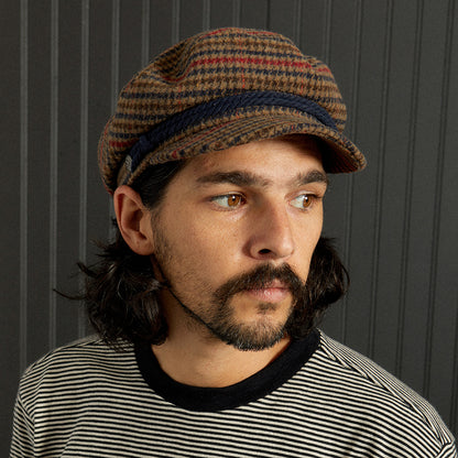 Casquette de Marin Pied-de-Poule marron clair-bleu marine BRIXTON