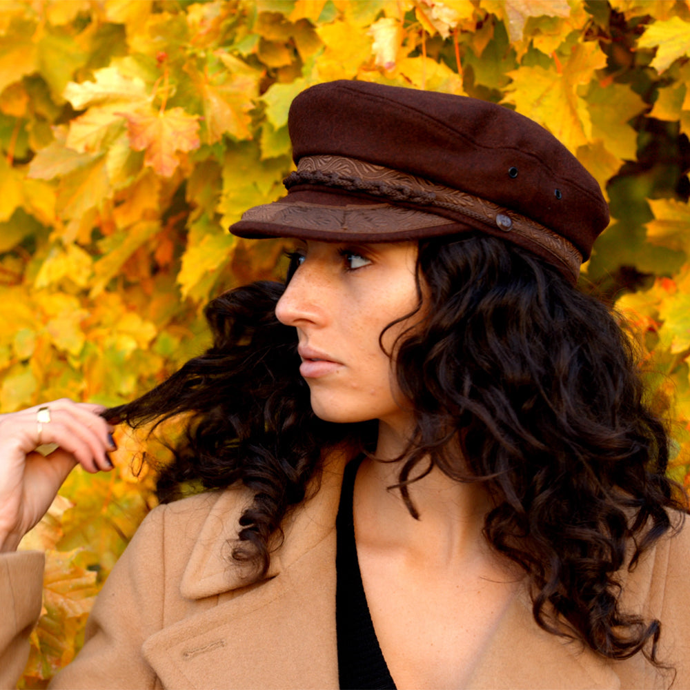 Casquette de Marin Grec en Laine marron JAXON & JAMES