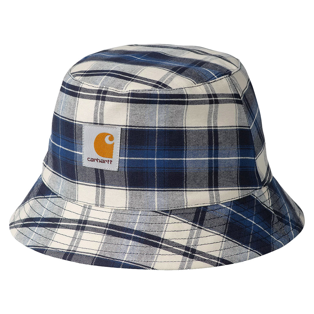 Chapeau Bob en Coton à Carreaux Tarbell bleu marine foncé-blanc CARHARTT WIP