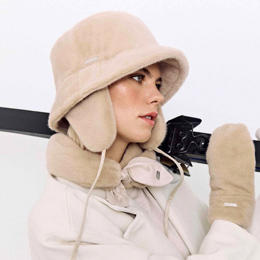 Chapeau Bob en Fausse Fourrure Avec Protège-Oreilles camel SEEBERGER