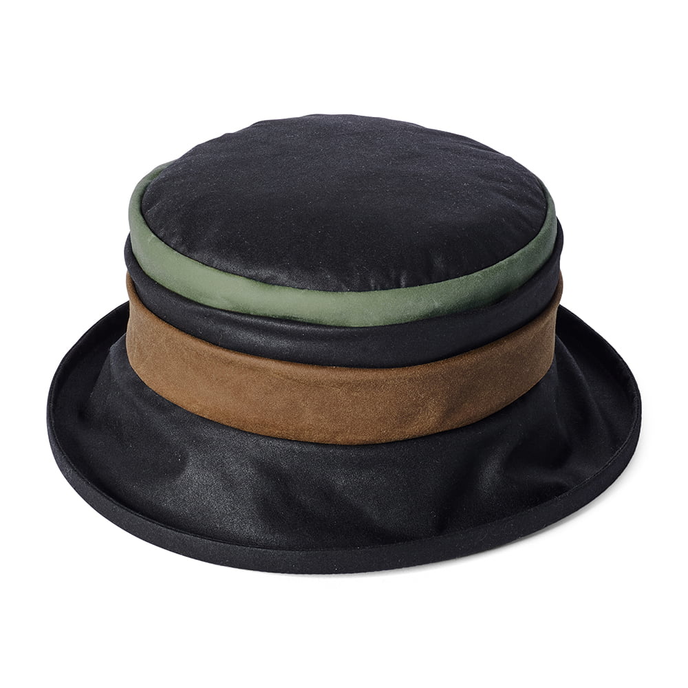 Chapeau Bob de Pluie en Coton Ciré Britannique Annie noir FAILSWORTH