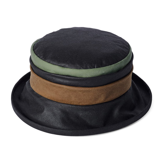 Chapeau Bob de Pluie en Coton Ciré Britannique Annie noir FAILSWORTH