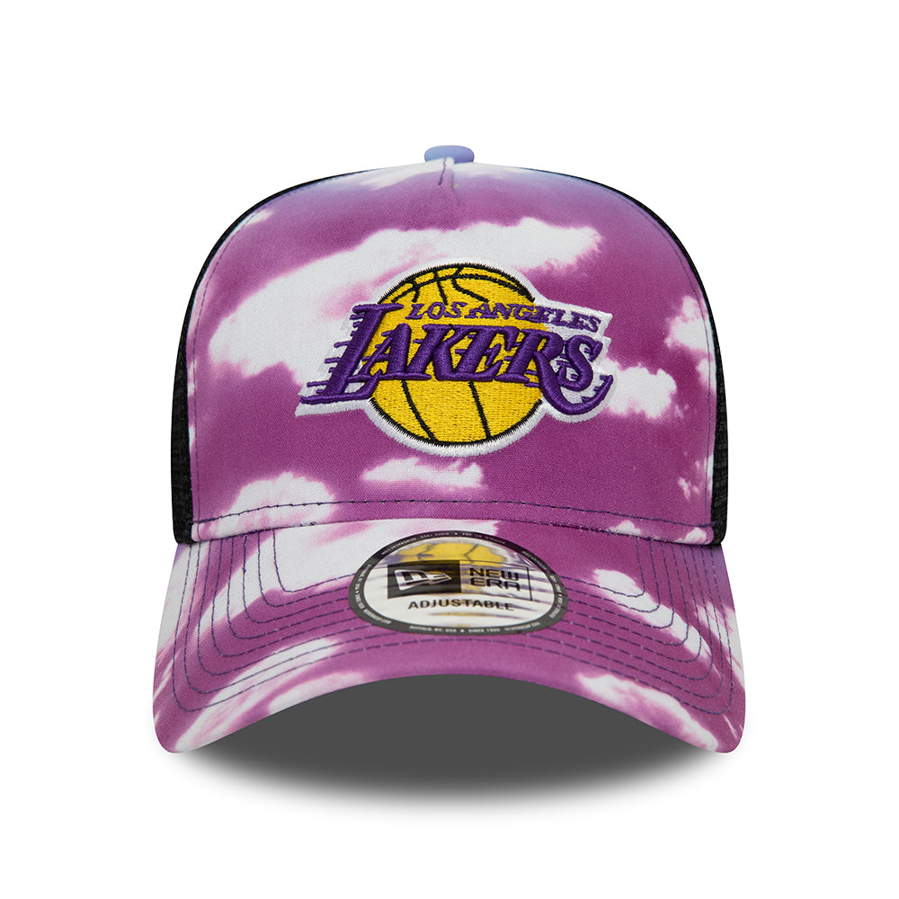 Casquette Trucker L.A. Lakers NBA Cloud AOP A-Frame violet-blanc NEW ERA
