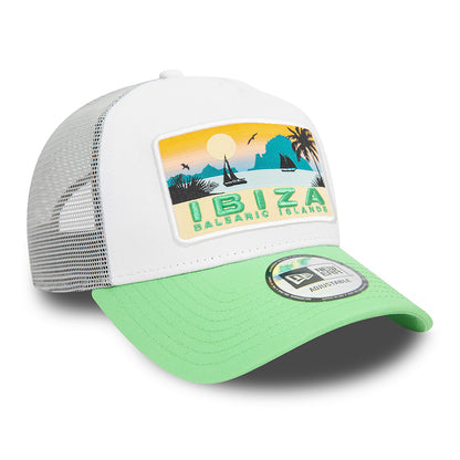 Casquette Trucker A-Frame NE Summer Ibiza blanc-vert clair NEW ERA