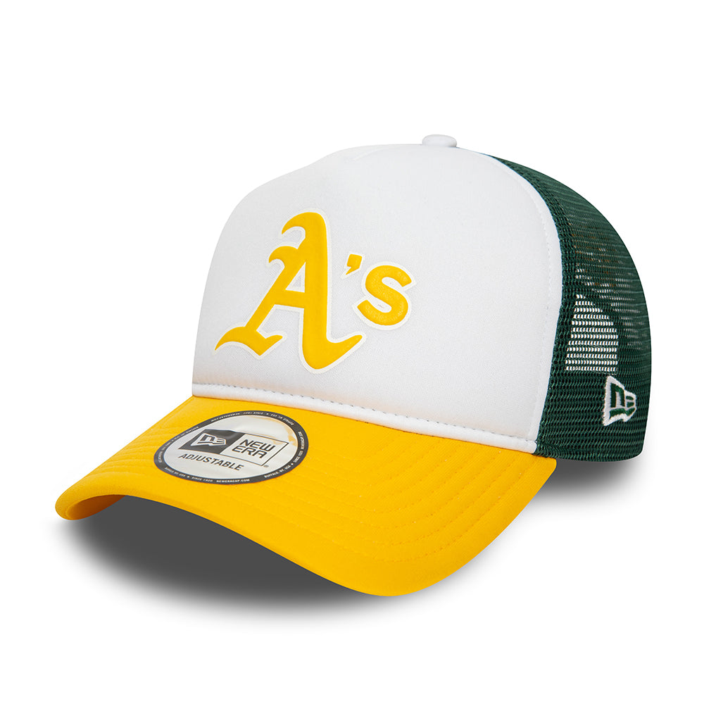 Casquette Trucker MLB Logo A-Frame Oakland Athletics blanc-jaune-vert foncé NEW ERA