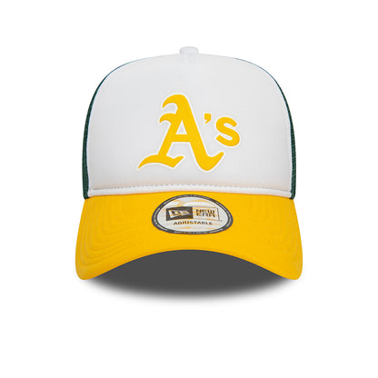 Casquette Trucker MLB Logo A-Frame Oakland Athletics blanc-jaune-vert foncé NEW ERA