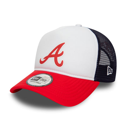 Casquette Trucker MLB Logo A-Frame Atlanta Braves blanc-écarlate-bleu marine NEW ERA