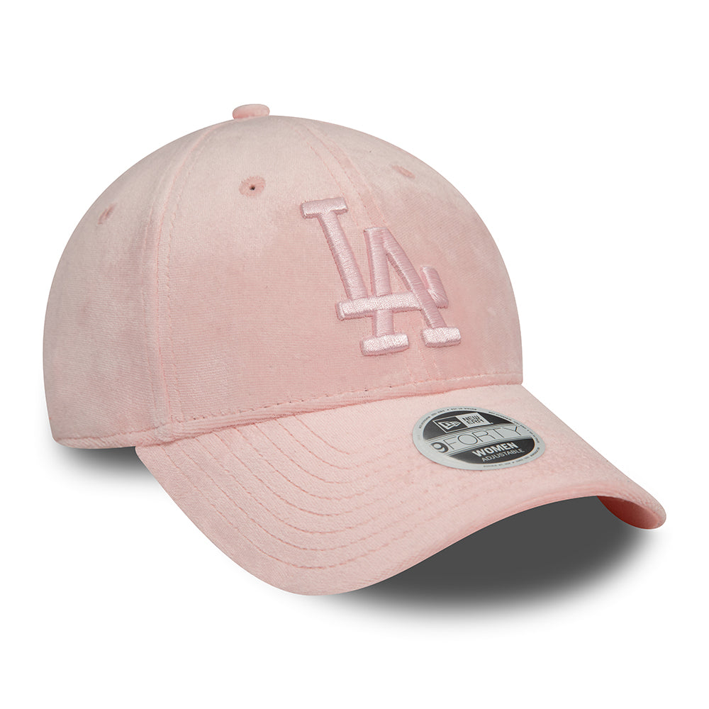 Casquette Snapback Femme 9FORTY MLB Velour L.A. Dodgers rose clair NEW ERA