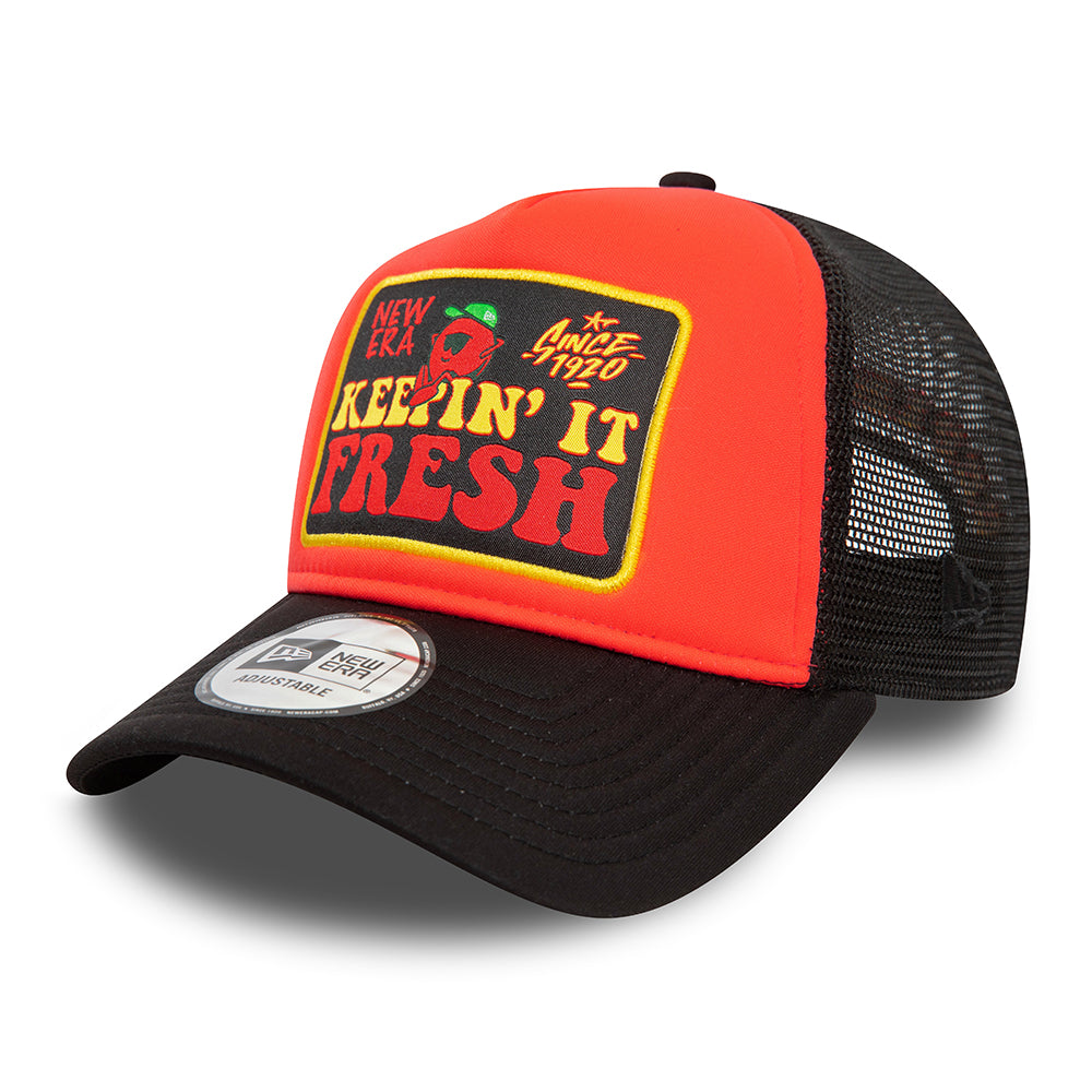 Casquette Trucker A-Frame NE Patch orange-noir NEW ERA