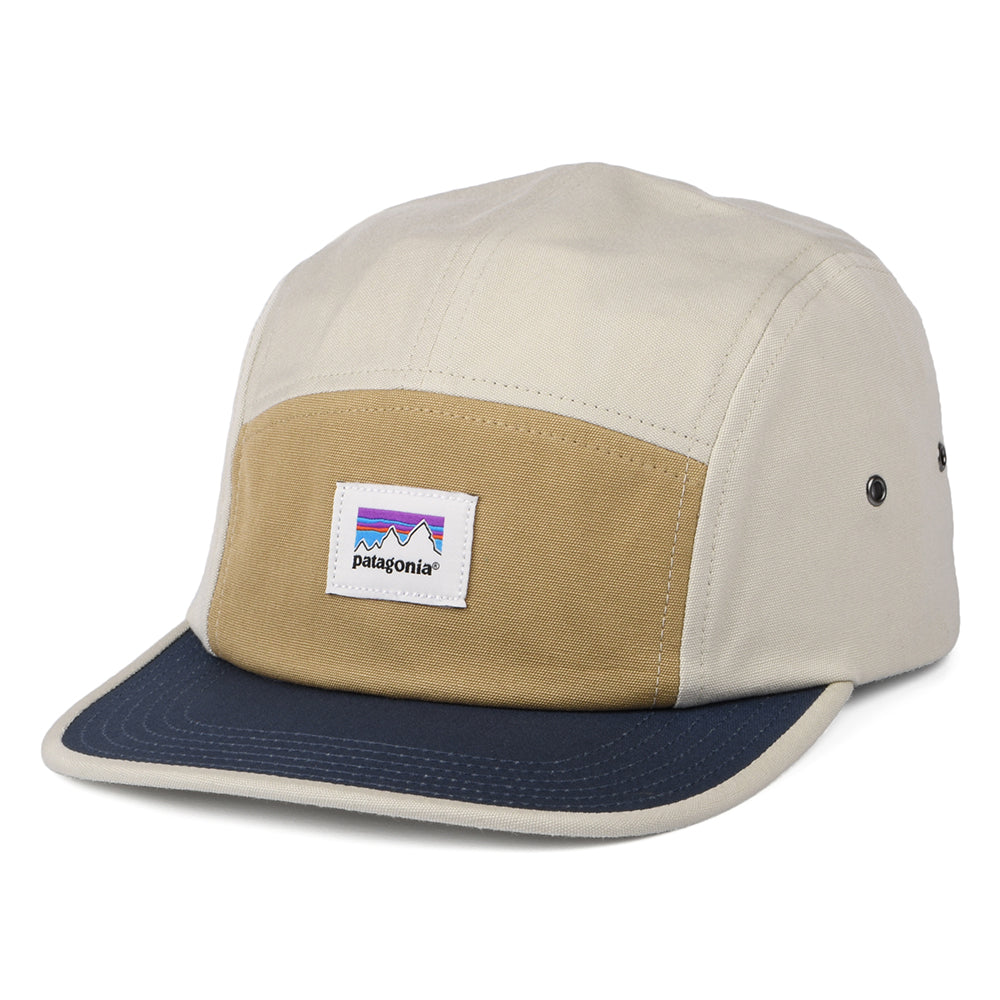 Casquette 5 Panel en Coton Bio Shop Sticker Graphic Maclure beige sable-bleu PATAGONIA