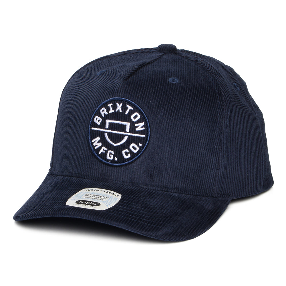 Casquette Snapback en Velours Côtelé Crest C NetPlus MP bleu marine délavé BRIXTON