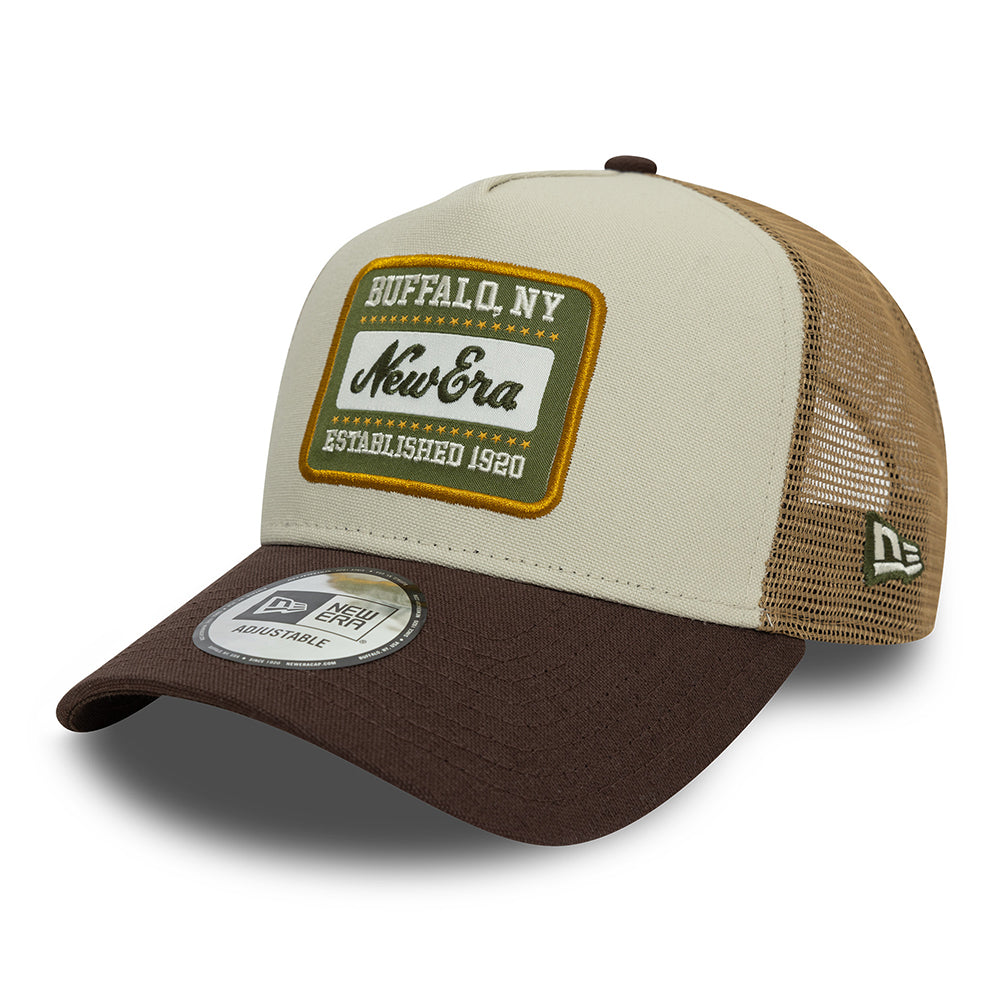 Casquette Trucker NE Patch Canvas A-Frame beige-brun NEW ERA