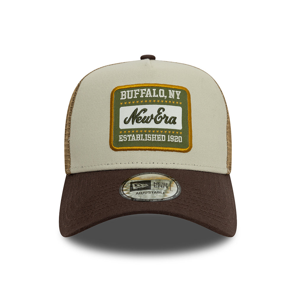 Casquette Trucker NE Patch Canvas A-Frame beige-brun NEW ERA