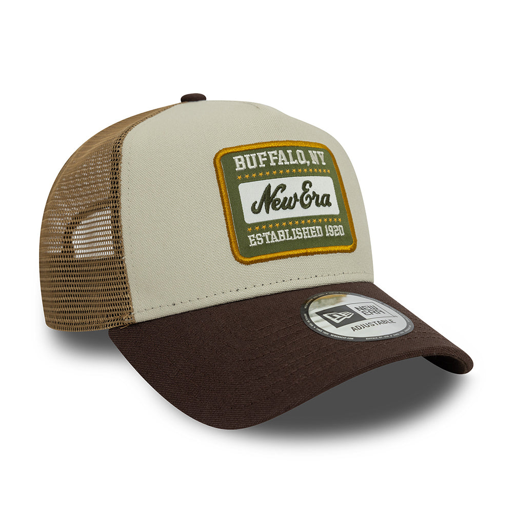 Casquette Trucker NE Patch Canvas A-Frame beige-brun NEW ERA