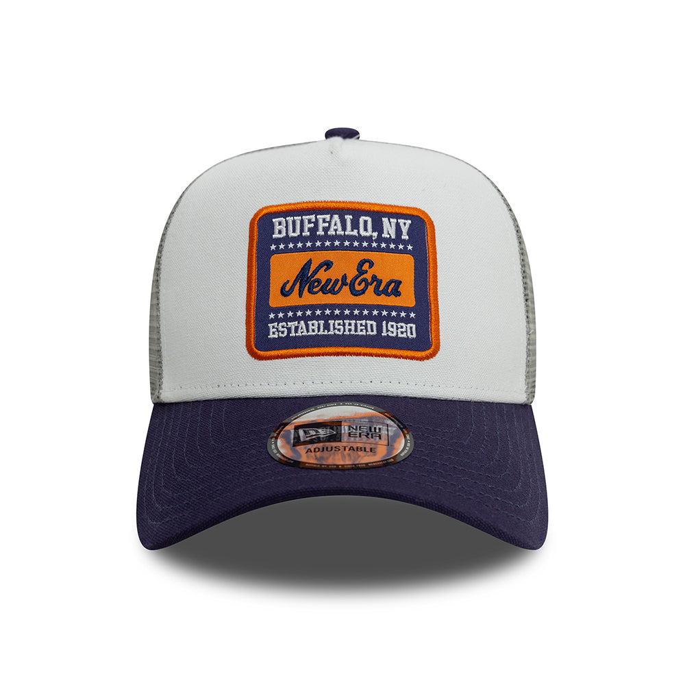 Casquette Trucker NE Patch Canvas A-Frame blanc-encre NEW ERA