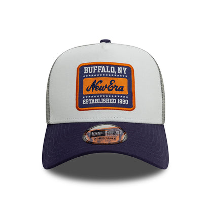 Casquette Trucker NE Patch Canvas A-Frame blanc-encre NEW ERA