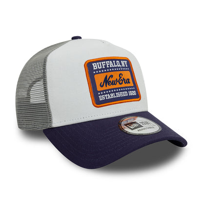 Casquette Trucker NE Patch Canvas A-Frame blanc-encre NEW ERA