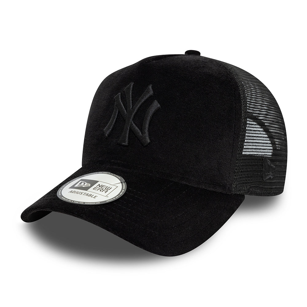 Casquette Trucker Femme MLB Velour A-Frame New York Yankees noir sur noir NEW ERA