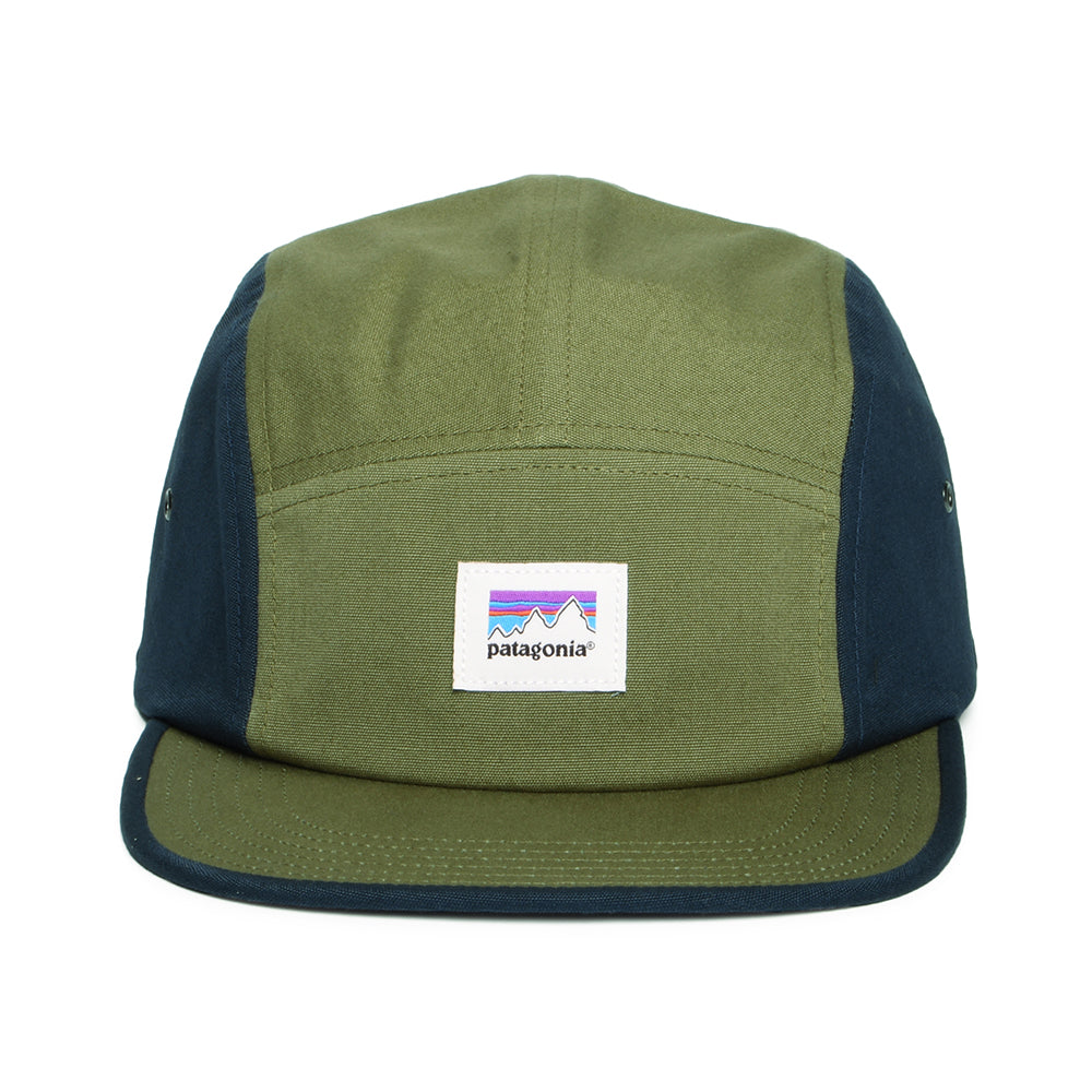 Casquette 5 Panel en Coton Bio Shop Sticker Graphic Maclure vert-bleu PATAGONIA