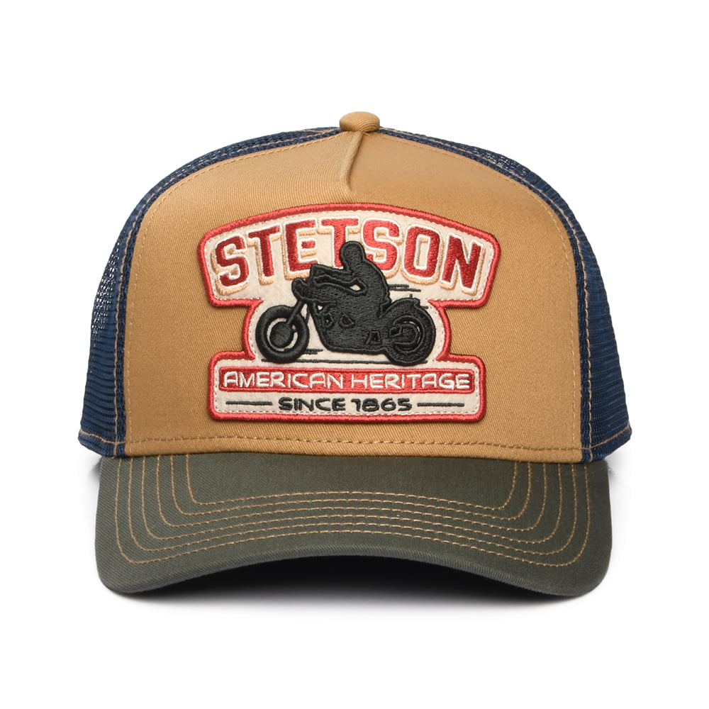 Casquette Trucker Motorcycle beige sable-olive-bleu marine STETSON