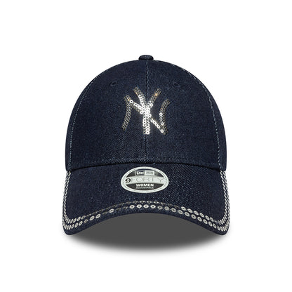 Casquette Femme 9FORTY MLB Sequin Denim New York Yankees bleu foncé NEW ERA