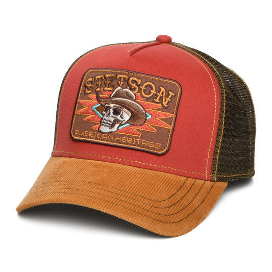 Casquette Trucker Crâne rouge-marron STETSON