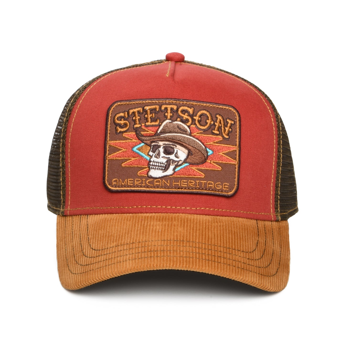 Casquette Trucker Crâne rouge-marron STETSON
