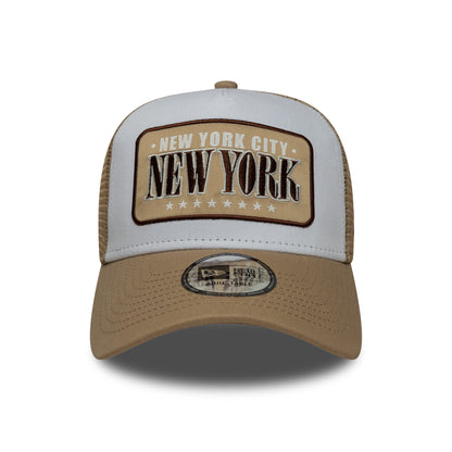 Casquette Trucker Location Patch A-Frame New York City blanc-camel NEW ERA