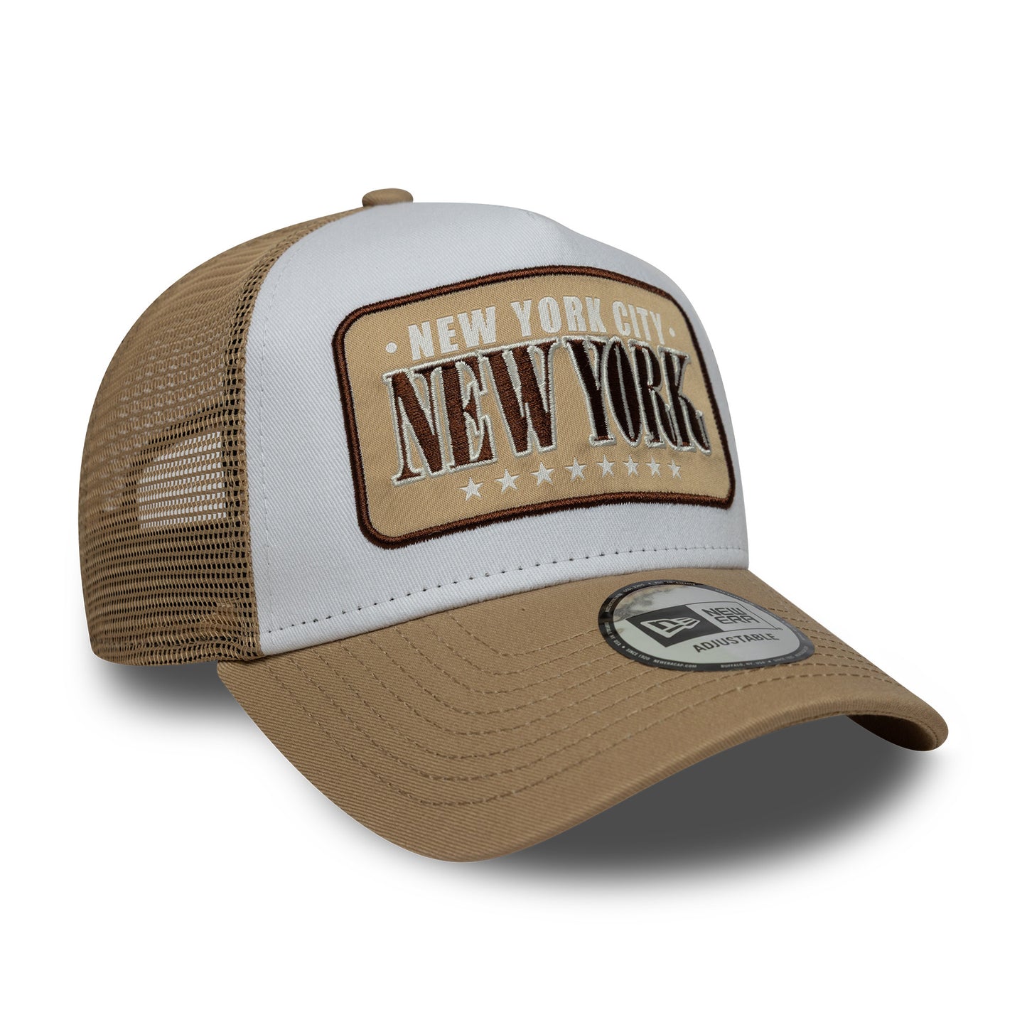 Casquette Trucker Location Patch A-Frame New York City blanc-camel NEW ERA