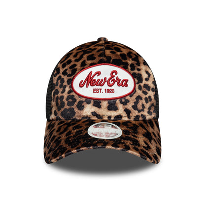 Casquette Trucker Femme A-Frame 9FORTY MCrown NE Leopard marron clair-noir NEW ERA