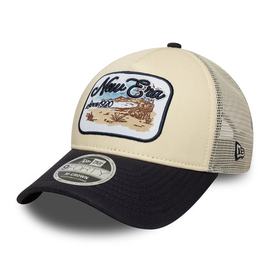 Casquette Trucker A-Frame 9FORTY M-Crown Contrast Patch crème-bleu marine NEW ERA