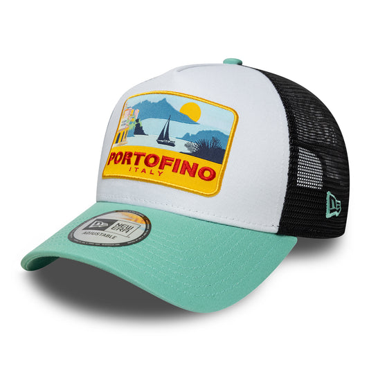 Casquette Trucker A-Frame Location Patch Portofino aqua-noir NEW ERA