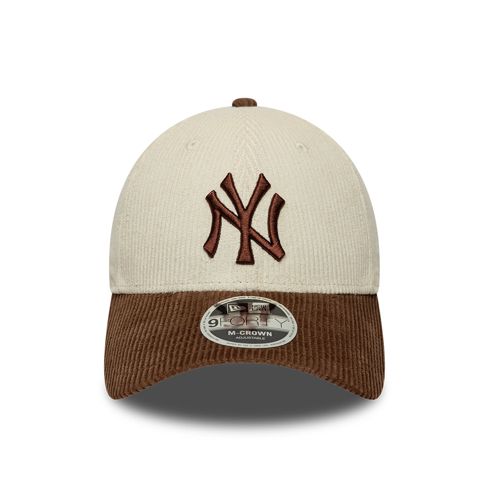 Casquette 9FORTY M-Crown MLB Cord New York Yankees crème-marron profond NEW ERA