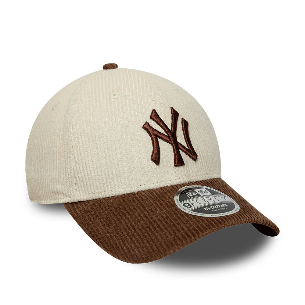 Casquette 9FORTY M-Crown MLB Cord New York Yankees crème-marron profond NEW ERA