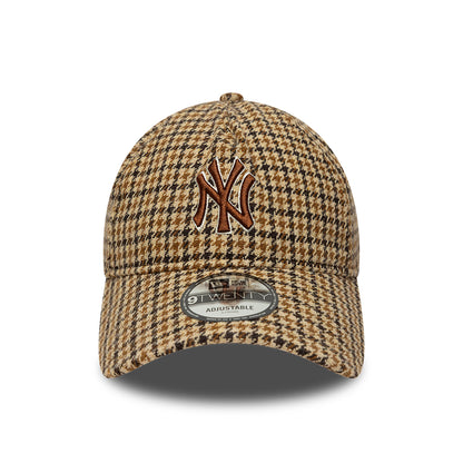 Casquette A-Frame 9TWENTY MLB Houndstooth New York Yankees camel NEW ERA