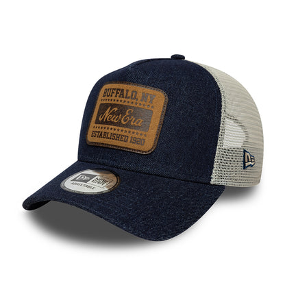 Casquette Trucker A-Frame 9FORTY Patch Denim bleu foncé NEW ERA