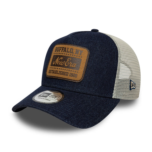 Casquette Trucker A-Frame 9FORTY Patch Denim bleu foncé NEW ERA