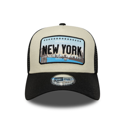 Casquette Trucker A-Frame 9FORTY License Plate New York beige-noir NEW ERA