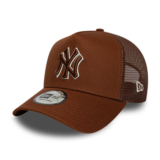 Casquette Trucker A-Frame 9FORTY MLB Outline New York Yankees marron profond-crème NEW ERA