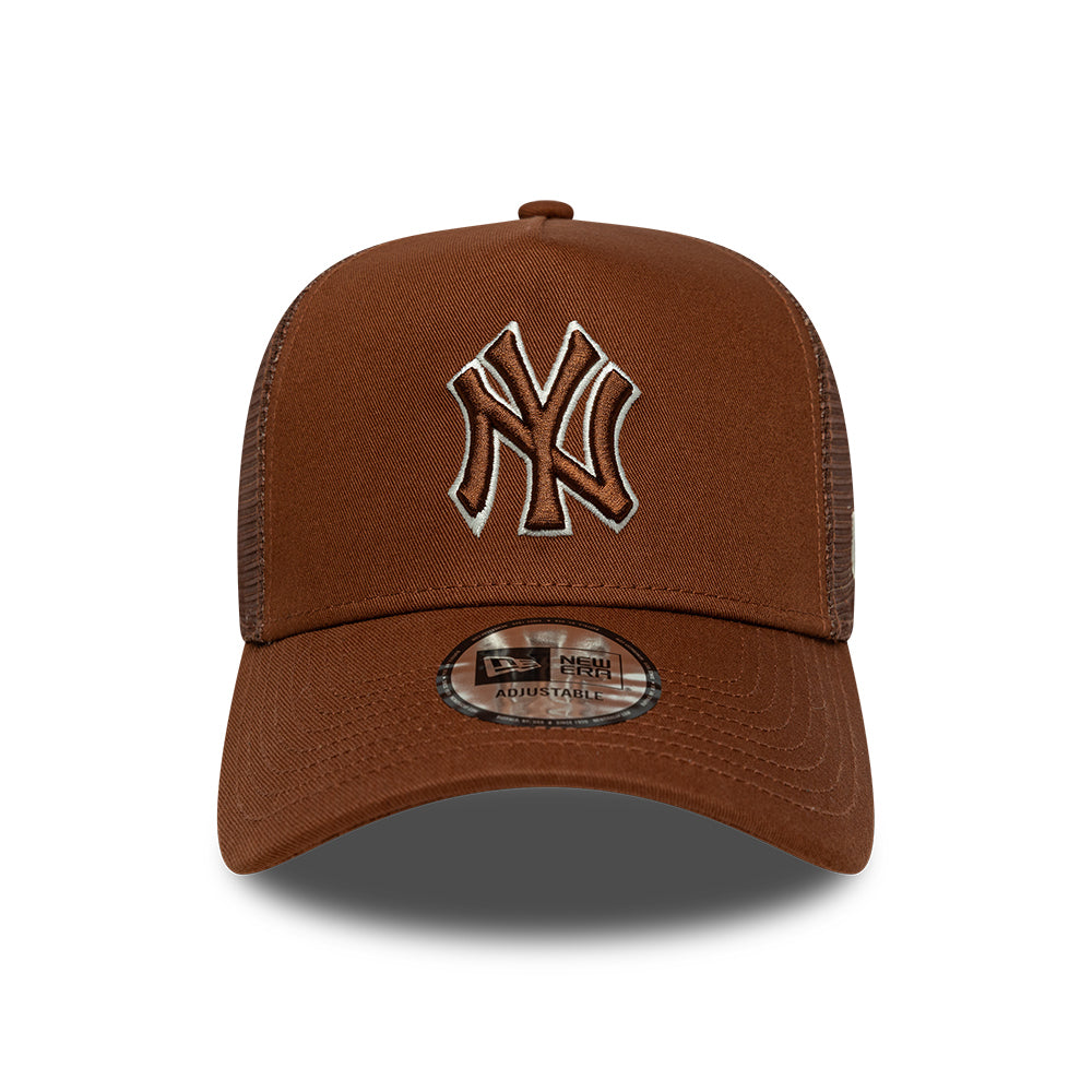 Casquette Trucker A-Frame 9FORTY MLB Outline New York Yankees marron profond-crème NEW ERA